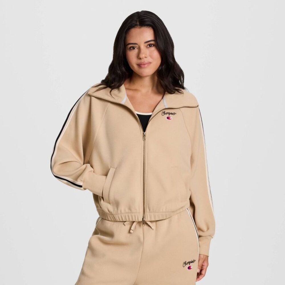 Champion Women's Game Day Full Zip Mock Neck Top - Tan M